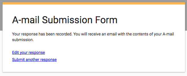 A-mail form confirmation message